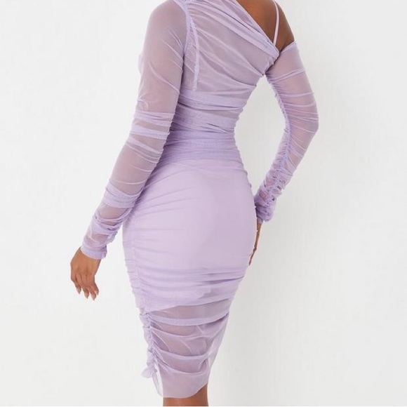 **NWT**Mesh Lilac Dress w/Ruched - Picture 6 of 7